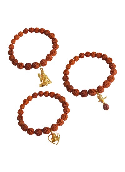 Lord Shiva Shivling Charm Rudraksha Bracelet Combo 